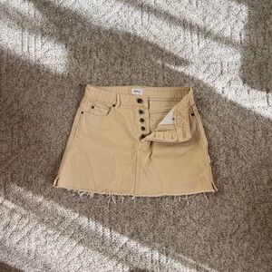 RVCA Cream Denim Button-Up Mini Skirt Size 30 (4-6)